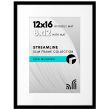 Americanflat 12x16 Picture Frame with Polished Plexiglass - Use as 8x12 Frame with Mat or 12x16 Frame Without Mat - Streamline Collection - Thin Photo