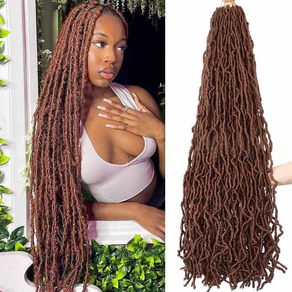 Layashow Unisex Black 6 Packs Soft Locs Crochet Hair Pre Looped 36 Inch Long Faux Locs Crochet Braids Curly Wavy Goddess Locs Dreadlocs Synthetic Hair For Women (30#