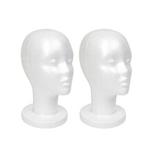 STUDIO LIMITED White Foam Mannequin Head Display Styrofoam peruukkipää (2 kpl)