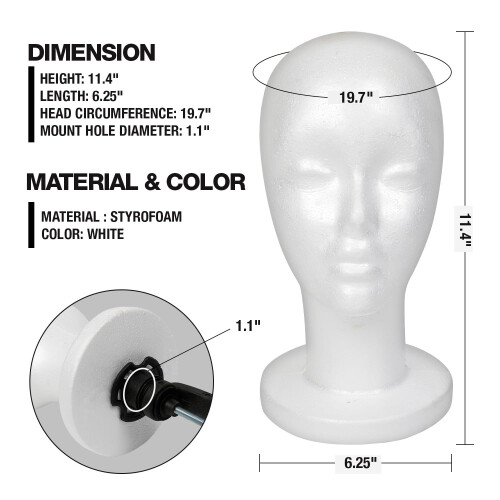 STUDIO LIMITED White Foam Mannequin Head Display Styrofoam peruukkipää (2 kpl) 2