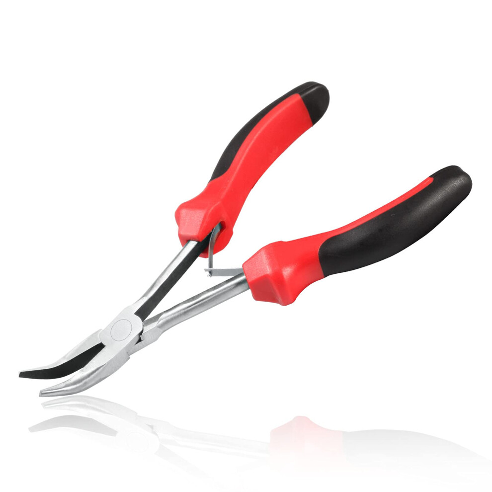 Leontool 6.5 Inches Bent Nose Pliers Mini Long Reach Bent Needle Nose Pliers Bent Long Nose Pliers Angled Long Needle Nose Pliers Chain-Nose Pliers Wi 727431185051