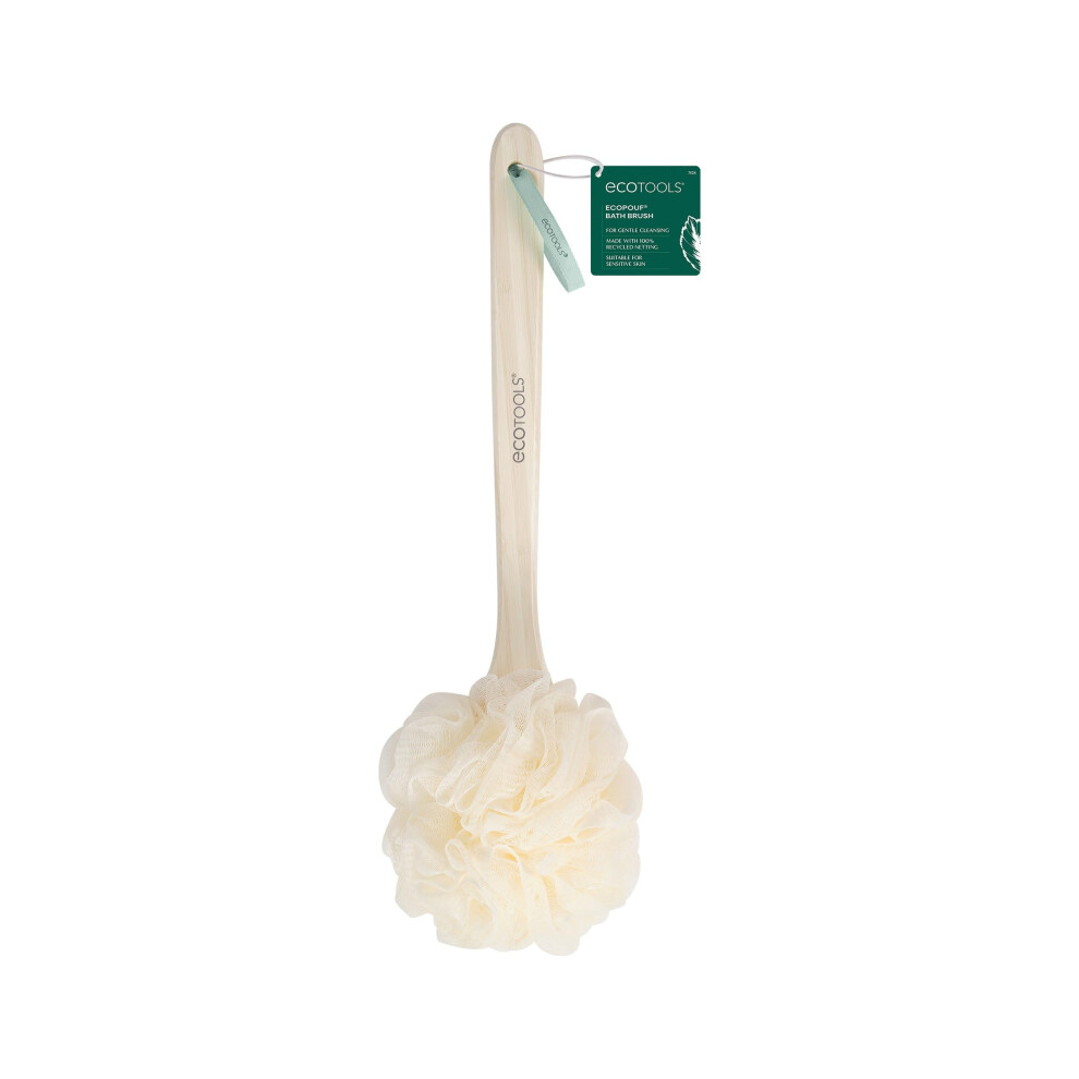 EcoTools EcoPouf Bath Brush  Loofah Brush for Bath & Shower  Made with Long Handle & Recycled  Soft Netting for Gentle Exfoliation  Back Brush for Men