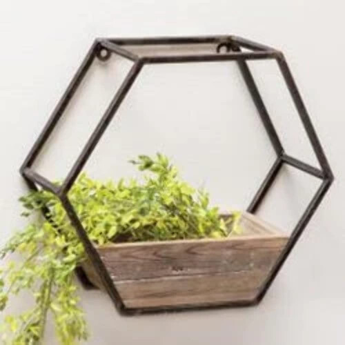 CWI Jardim de Parede Hexagonal em Madeira e Metal