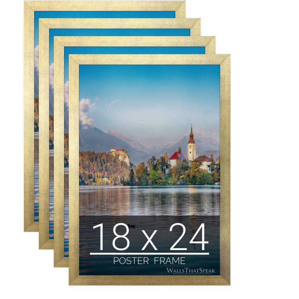 Wallsthatspeak 18X24 Gouden Fotolijst Voor Puzzels, Posters, Foto's Of Kunstwerken, Set Van 4-image