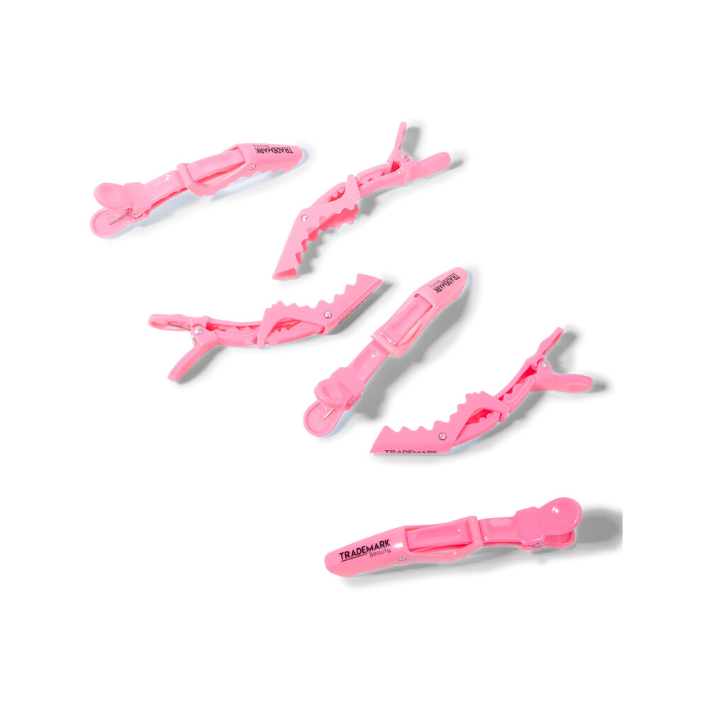 Trademark Collections Unisex Pink Sectioning Hair Clips - Double Hinged Wide Teeth Alligator Hair Clips For All Hair Lengths And Types - (Pack Of 6)