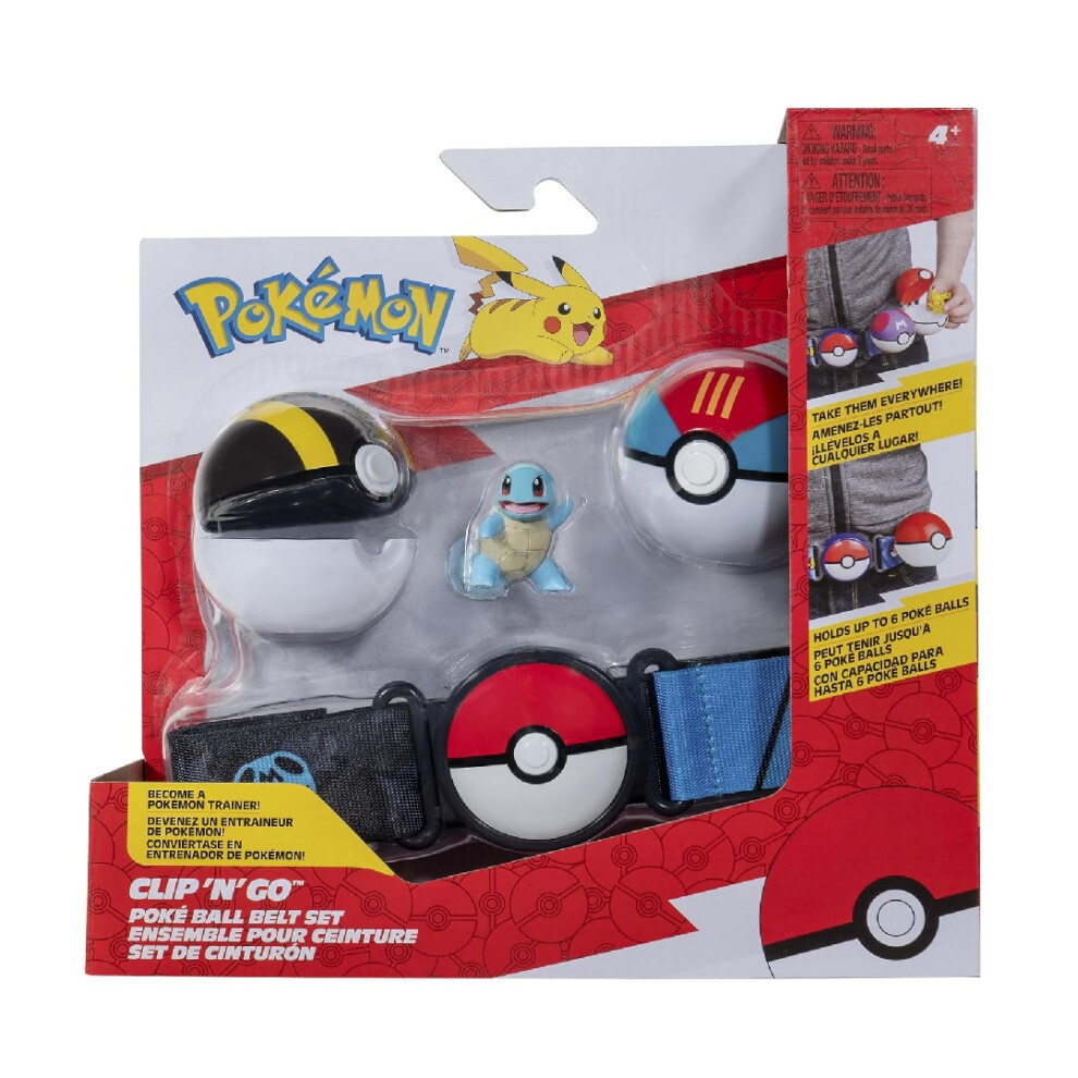 Pokémon Clip 'N' Go Poke Ball Belt Set With Belt And Squirtle Battle Figure