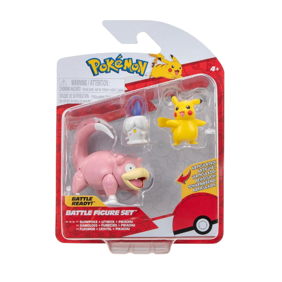 Pokémon Slowpoke, Litwick & Pikachu Battle Figure Set