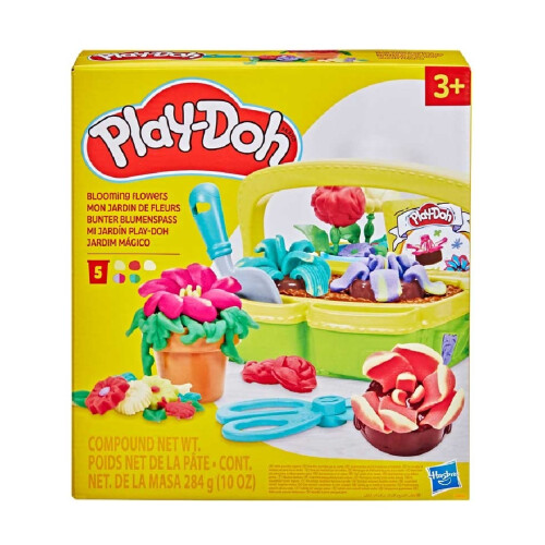 Play-Doh Jardín – Set De Jardinería Con Maceta, Florero Y 5 Botes De Plastilina, Herramientas Y Discos Para Crear Flores 3D, Para Niños +3 Años