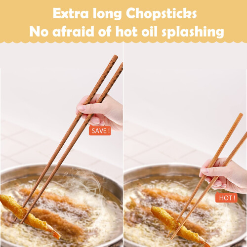 Hashi de Cozinha de 16,5 Polegadas, 2 Pares de Hashis Longos Reutilizáveis para Noodles, Fritura e Hotpot 2