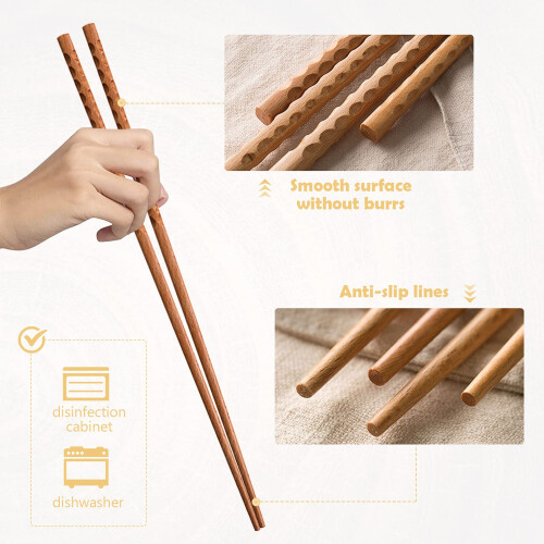 Hashi de Cozinha de 16,5 Polegadas, 2 Pares de Hashis Longos Reutilizáveis para Noodles, Fritura e Hotpot 1