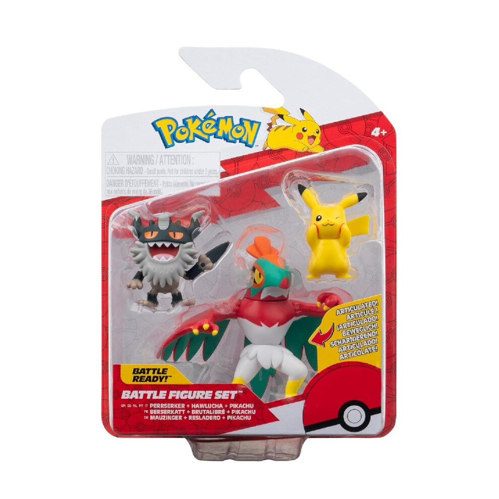 Pokémon Pikachu, Perrserker & Hawlucha Battle Figure Set