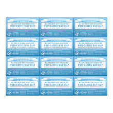 Dr. Bronner's - Pure-Castile Bar Soap (Baby Unscented 5 Ounce 12-Pack) - Made with Organic Oils For Face Body & Hair Gentle for Sensitive Skin &