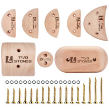 TWO STONES Wooden Rock Climbing Holds Kids and Adults | Wood Rock Wall Climbing Holds Kids and Gyms | Variety Screw On Climbing Hand Holds Set with Mo