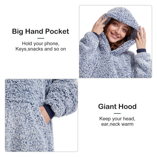 Αναπαυτική Φόρμα Σούπερ Ζεστή Sherpa Hoodie για Ενήλικες και Παιδιά, Ροζ, Δώρο 2