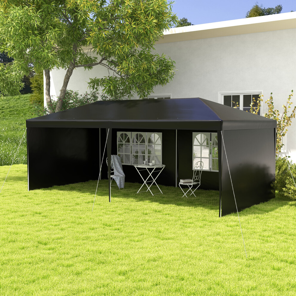 Outsunny 6M X 3M Garden Gazebo Marquee Canopy Party Tent Canopy Patio Black