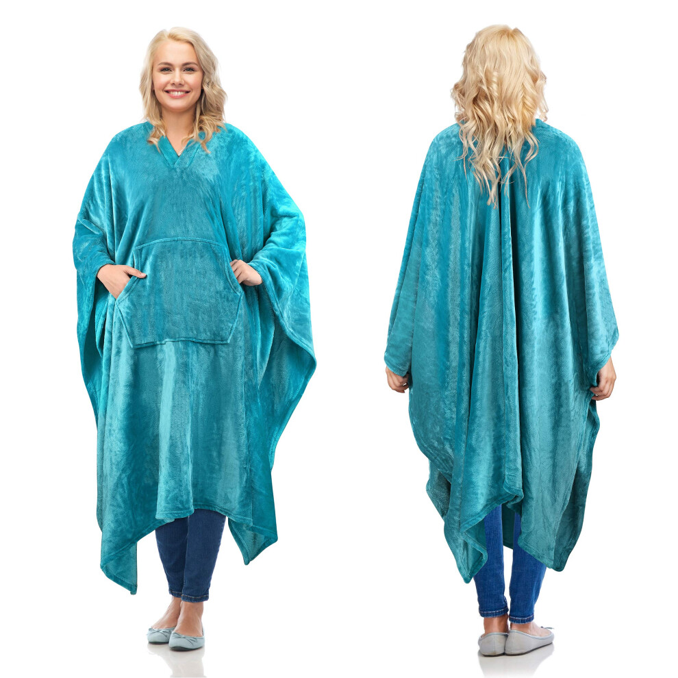 Poncho-couverture polaire lavande Catalonia pour homme et femme, avec poche | Cadeau chaud, doux et confortable pour elle