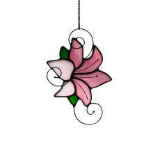 Haosum Lily Flower Stained Glass Window Hangings Bloom Tiger Lily Flower Suncatcher For Window Decoration Flower Decoration Housewarming Gift Wed