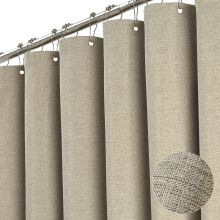 Perdea de du? din ?esatura BTTN - Set de perdele de du? cu pnza ponderata cu textura cu 12 crlige din plastic Hotel Spa Lux neutru Decorative P