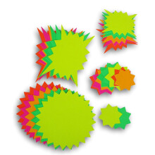 JOT Neon Starbursts Cutouts - Bulletin Board Accent Forms Classroom Decor (Yellow Green Pink) -30 Count (2,5 till 6 tum blandad)