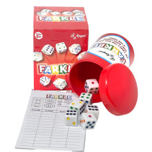 Regal Games - Klasyczna gra w kosci Farkle z 6 kolorowymi kostkami, 1 wygodny kubek na kosci ulatwiajacy potrzasanie i 25 arkuszy wynikw - Zabawna g