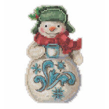 Schneemann mit Kakao, Kreuzstich-Ornament-Set, Mill Hill 2021, Jim Shore JS202114, mehrfarbig