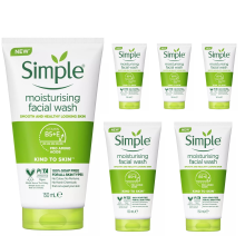 (6 x 150ml Moisturising ) 6 x 150ml Simple Kind to Skin Refreshing & Moisturising Face Facial Wash