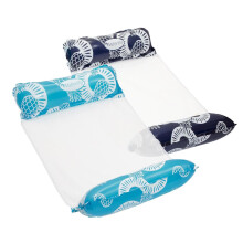Waterlife Flutuador de Piscina 4-em-1 2-Pack, Cadeira Inflável, Rede de Água, Azul Marinho & Azul Claro