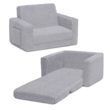 Delta Children Cozee Flip-Out Sherpa 2-in-1 Kinderstuhl und Lounger, Grau