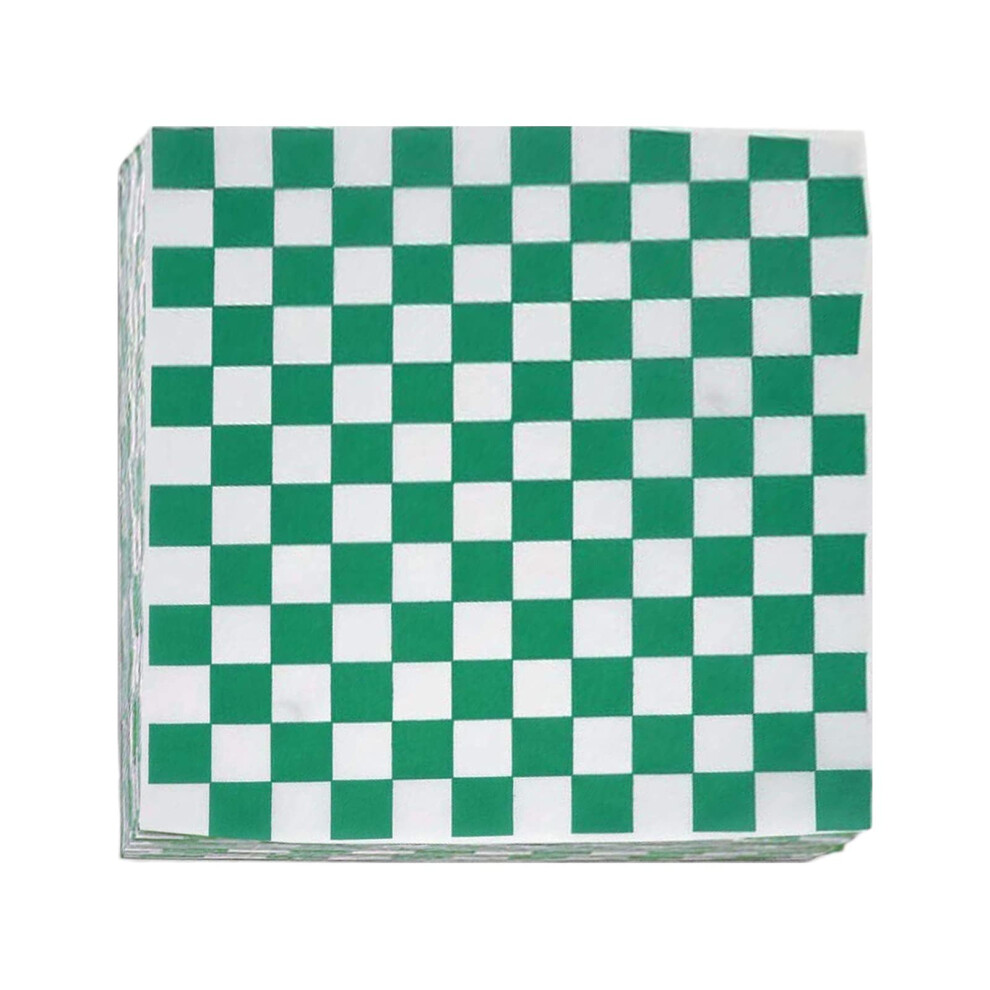 Suiwen 200 Feuilles De Papier D'emballage Alimentaire Carreaux Verts Et Blancs, Papier De Charcuterie Cir Sec, Doublures En Papier Pour Panier-image
