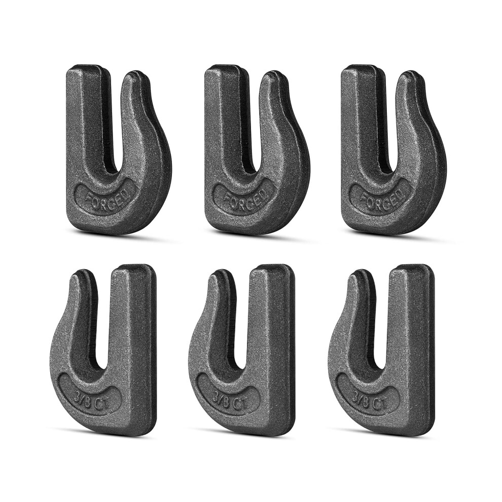 6Pack 3/8'' Weld-On Forged Clevis Grab Chain Hooks  Heavy Duty Forged Grade 70 Grade Utility Hook Weldable for Trailer Truck  Rigging  Car  SUV  RV  U