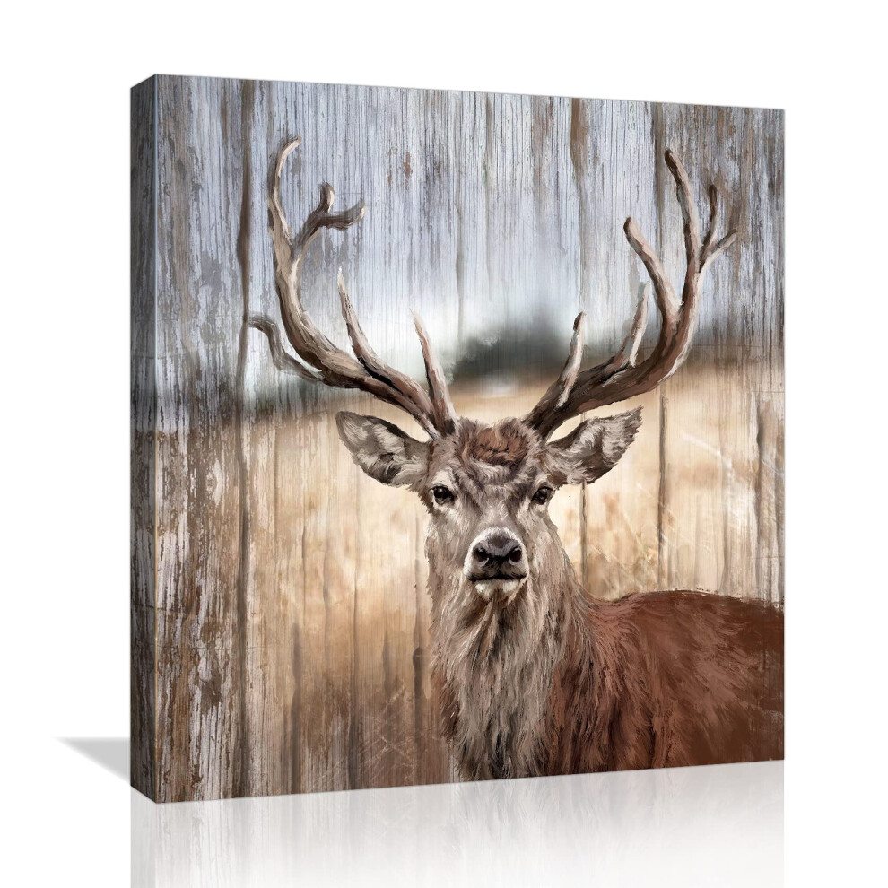 Decorazione Murale Rustica Con Alce, Tela Artistica Da Parete Con Tema Animale, Opera D'arte Per Bagno, Quadri Moderni Con Cervi, Decorazioni Da