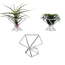 Nwsrayu Geometric Air Plant Holder Airplants Stativ Metalplanter Stand Planter Hylder Himmeli Living Decor Tillandsia Pottebeholdere (s?lv 3stk)
