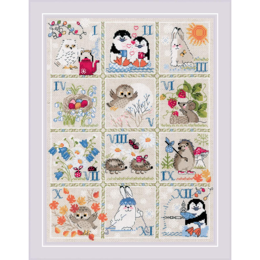 Riolis - Calendario Della Foresta 1979, Punto Croce 30X40Cm, Punto Croce Kit Da Ricamare, Disegni Da Ricamare, Embroidery Kit, Kit Ricamo Punto Croce-image