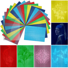 Kleurrijke Sun Print Paper Kit 24 vellen dik cyanotypiepapier met 1 vel acrylpaneel Hoge gevoelige natuur Zon/zonne-geactiveerd zondrukkunstpapier vo