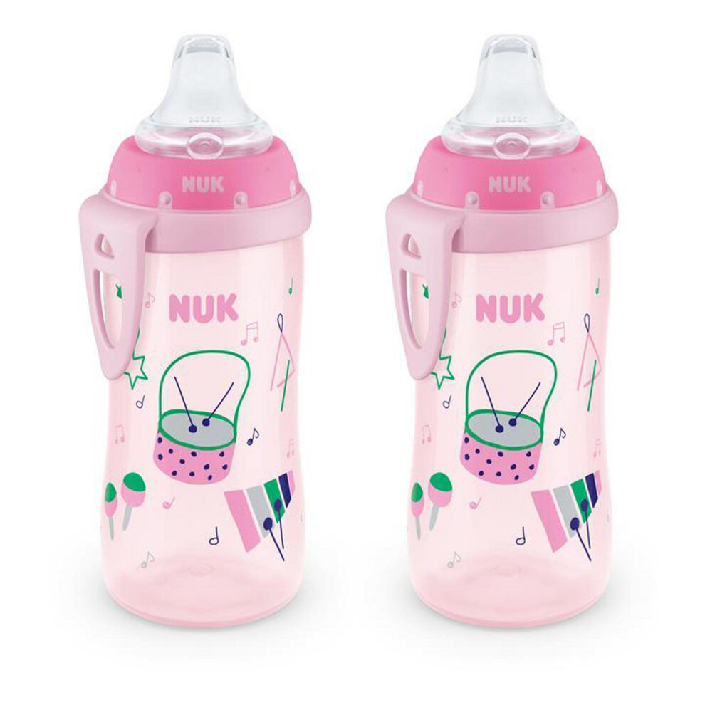 NUK Active Spill Proof Sippy Cup  10 oz  2 Pack  8+ Months  Pink - BPA Free  Spill Proof Sippy Cup