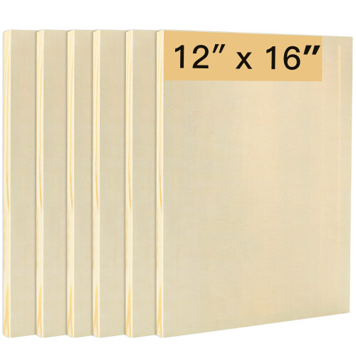 FVIEXE 6PCS Ξύλινες Πάνελ για Ζωγραφική, 12 x 16 Ιντσών, Ακατέργαστες Ξύλινες Επιφάνειες