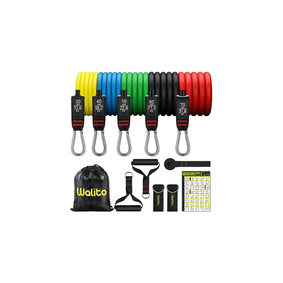 WALITO Resistance Bands Set - Exercise Bands with Handles Door Anchor Legs Ankle Straps for Heavy Resistance Training Physical Therapy Muscle Tra