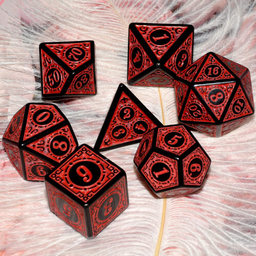 Udsk?ring i r?d sort DND -terning s?t til br?tspil 2