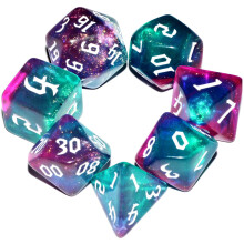 Galaxy Dice Set | Mrkgrn mix Purple Crystal DND DICE SET fr brdspel