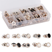 OELFFOW 100 CPS Butoane de perle asortate rotunde din ra?ina Button de perle alba Buton de cusut vintage (10mm 11mm 12mm) cu cutie de depozitare