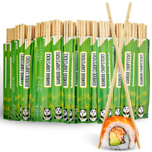 Einweg-Stäbchen (100 Stück) - Holzstäbchen - Bambusstäbchen - Stäbchen Pack Utensilien - Getrennt & Verpackt