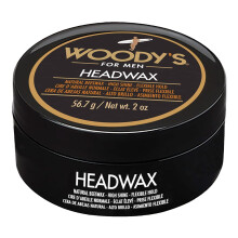 Cire coiffante Woody's Headwax pour hommes - Flexible Hold, cire d'abeille naturelle, haute brillance, maniable, format voyage 2 oz