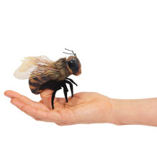 Folkmanis Mini Bee Finger Puppet Black; Orange-Yellow