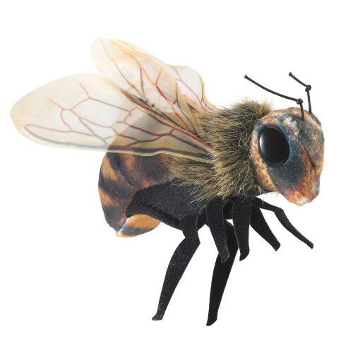 Folkmanis Mini Bee Finger Puppet Black; Orange-Yellow 1