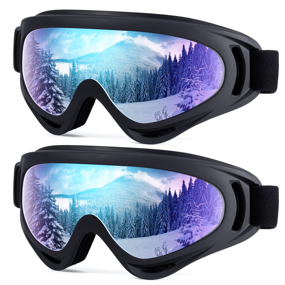 Dizywiee 2-Pack Kids Ski Goggles Snowboard Goggles for Adult Youth Teens Boys & Girls Winter Snow Sports Goggles