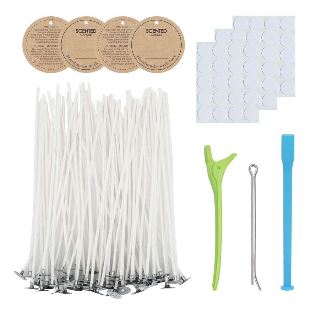 Kit de m   ches de bougie CandMak   : 60 m   ches en coton avec outils de fabrication de bougies (fines 6 pouces)