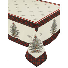 Spode - Fabric Tablecloth Holiday Home Decor Christmas Tree Tartan Collection 60"""" x 102""""