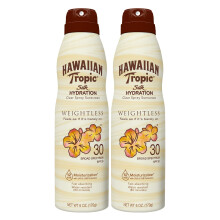 Hawaiian Tropic Weightless Hydration Clear Spray Sunscreen SPF 30 6oz Twin Pack | Hawaiian Tropic Sunscreen SPF 30 Sunblock Oxybenzone Free Su