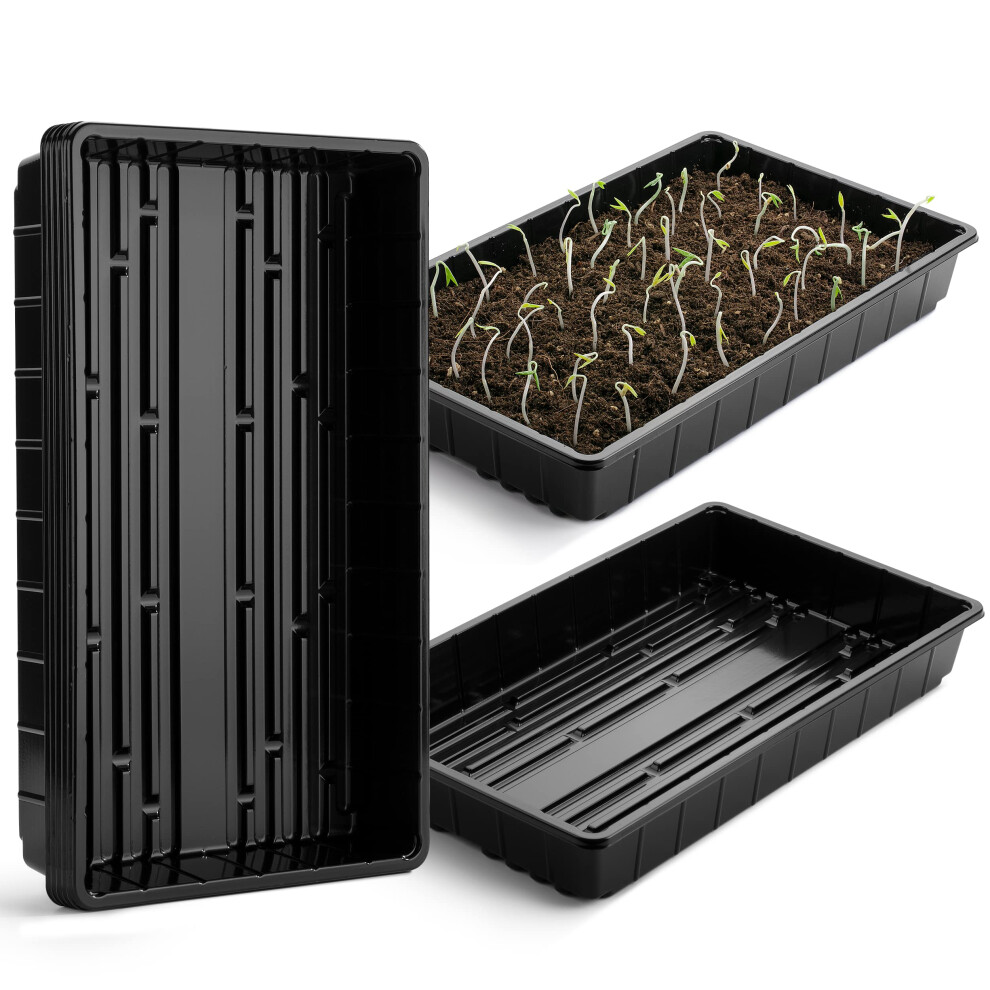 Mr. Pen- Plastic Growing Trays 5Pack Black 17x10 Plant Tray Seed Tray Seedling Tray Propagation Tray Plant Trays for Seedlings Planting Trays