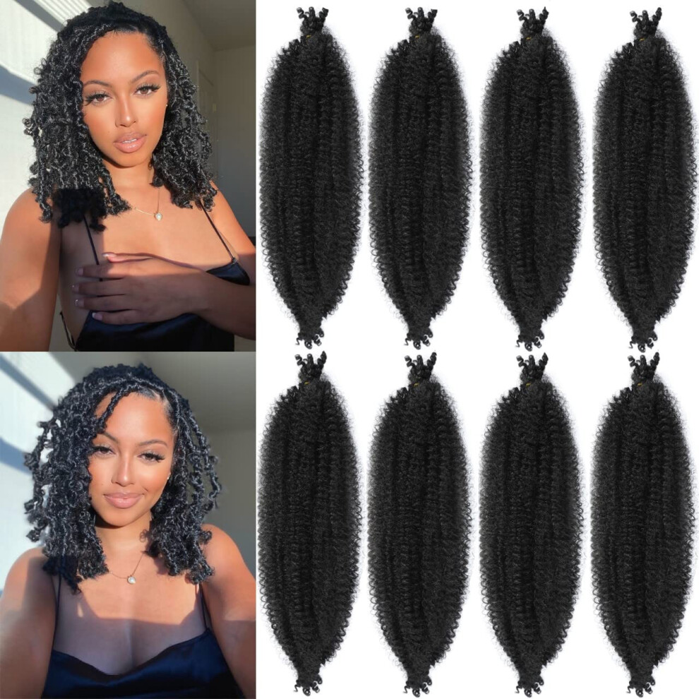 Celie Unisex 8 Packs Pre-Separated Springy Afro Twist Hair Suitable For Damaged Soft Locs Synthetic Marley Twist Braiding Hair (18 Inches 1B)